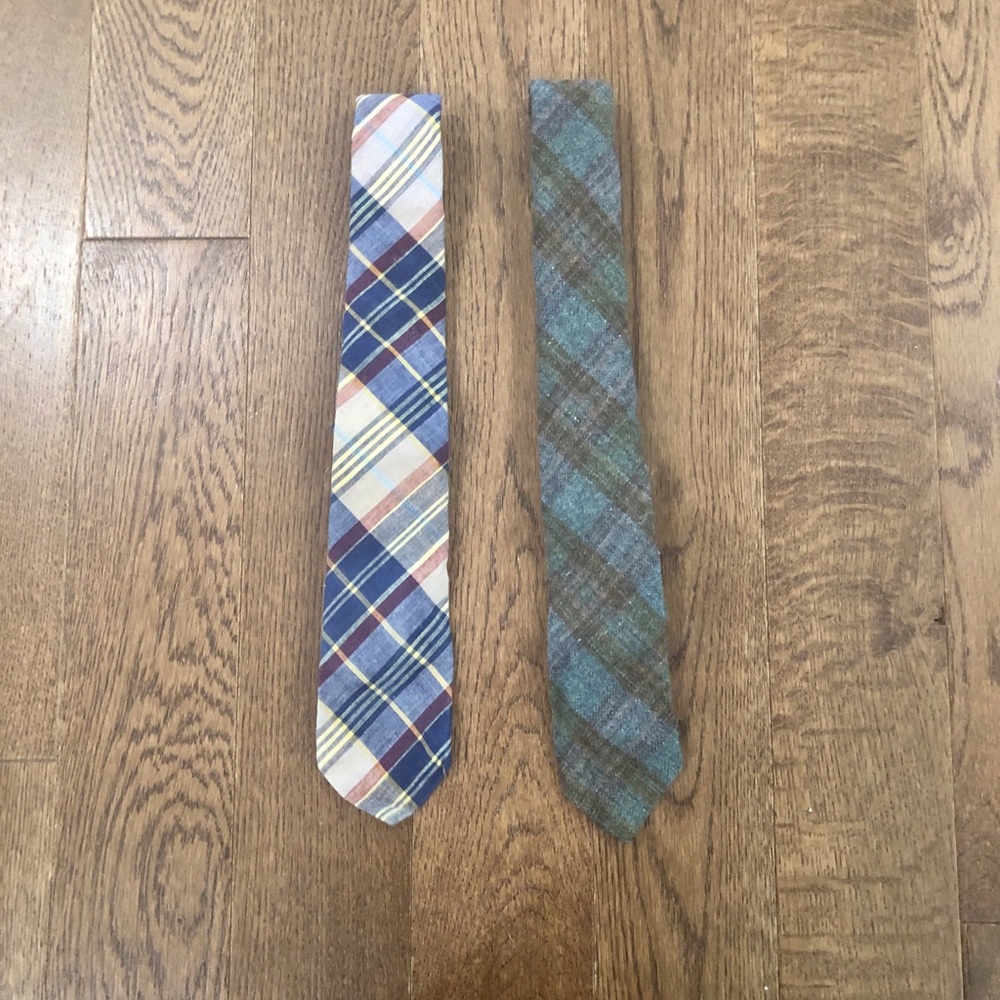 Plaid Men's Ties Set - Blue and Green